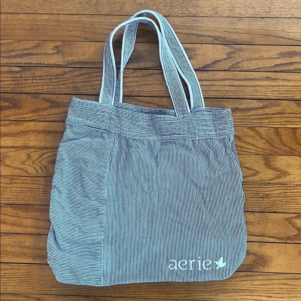 Aerie Navy and White Striped Tote